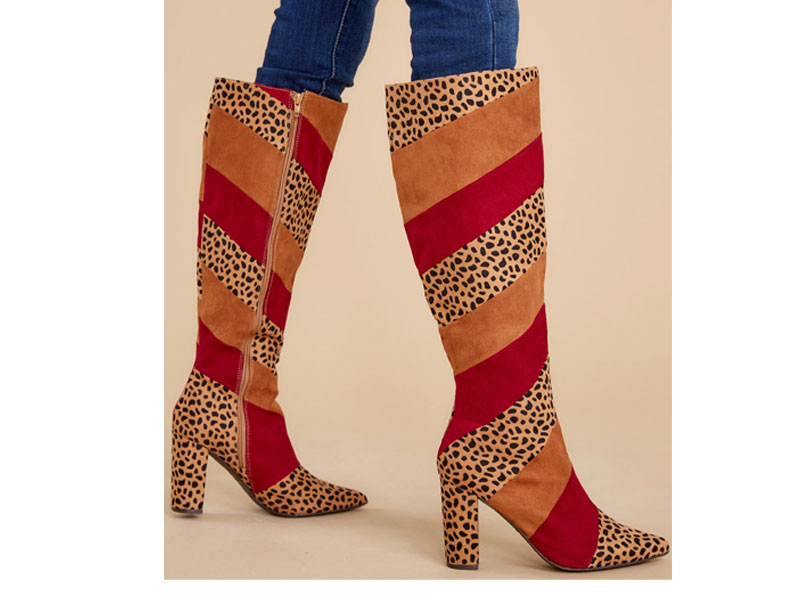 Bold Steps Rust Cheetah High Heel Boots For Women