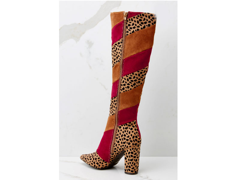 Bold Steps Rust Cheetah High Heel Boots For Women