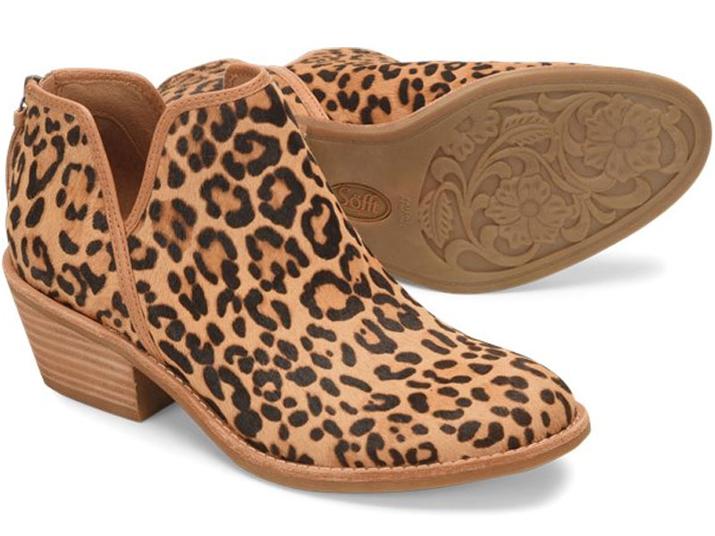 Sofft Abena Leopard-Tan Women's Heel Boots