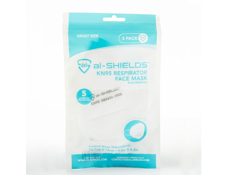 Al-Shields KN95 3pk. Respirator Protective Mask