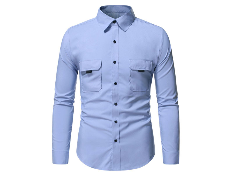 Men's Sale Dual Flap Pockets Button Up Plain Shirt