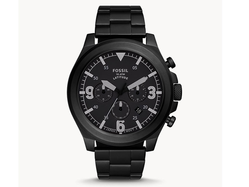 Fossil Latitude Chronograph Black Stainless Steel Watch For Men