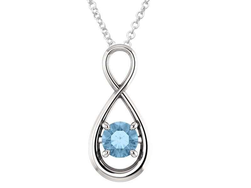 Genuine Sterling Silver Gemstone Infinity Pendant For Women