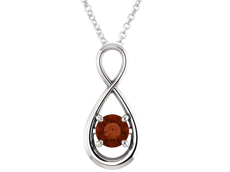 Genuine Sterling Silver Gemstone Infinity Pendant For Women