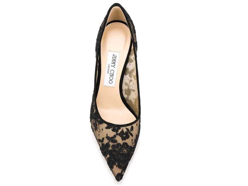 Jimmy Choo Ladies Love 85 Pointed Floral Lace Pumps In Black