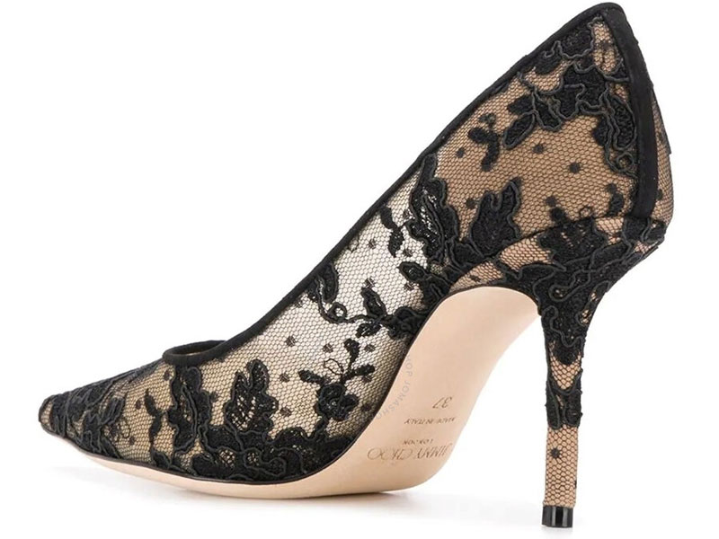 Jimmy Choo Ladies Love 85 Pointed Floral Lace Pumps In Black