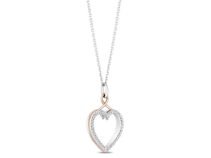 Women's Hallmark Diamonds Necklace 1/5 ct tw Sterling Silver/10K Gold