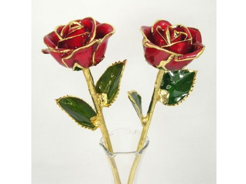 2 Valentine's Day 11 Dipped Roses & Forever Love Vase