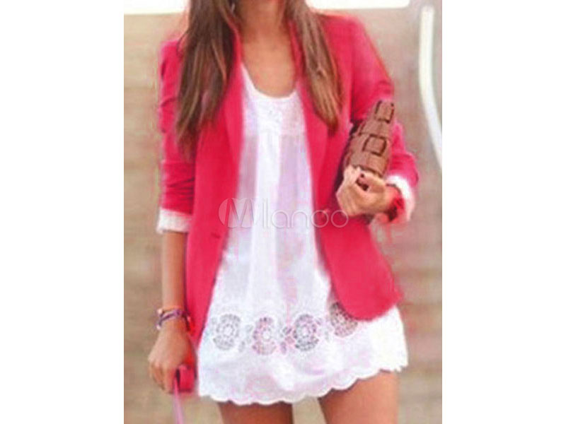 Women's Blazer Jacket Pink Casual Jacket Long Sleeve Spring Coat