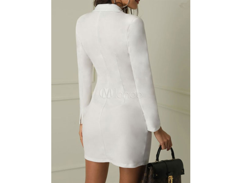 Women's OL Office Double Breasted Long Sleeve Tuxedo Dress