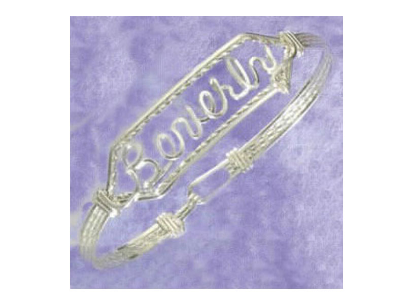 Sterling Silver Personalized Clasped Bangle For Women