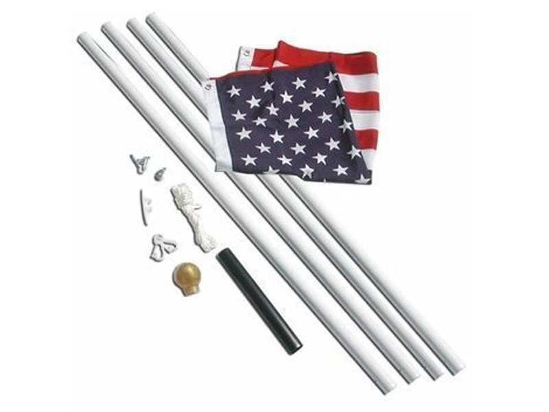 Colonial White Aluminum Flagpole With U.S. Flag 18 ft