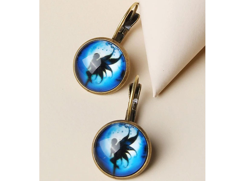 Women's Retro Fairy Print Circular Earrings