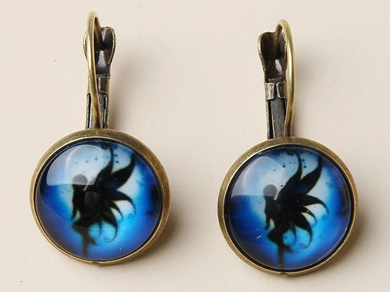 Women's Retro Fairy Print Circular Earrings