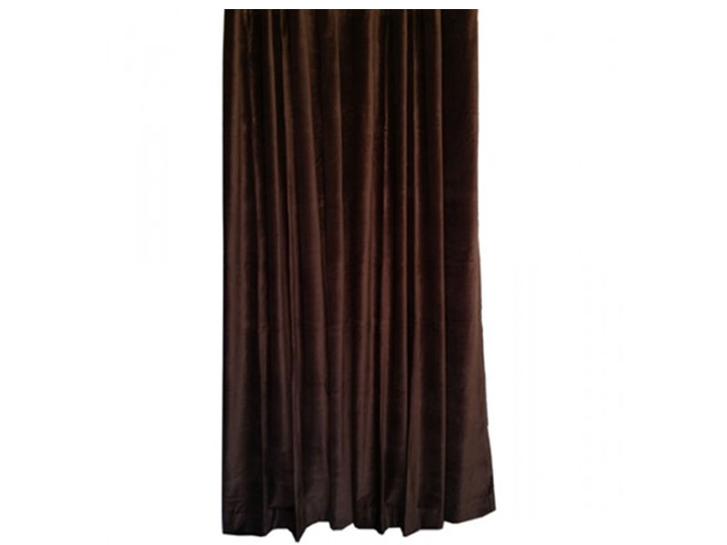 Used Brown Cotton Velvet Curtain 4 ft w x 6 ft h w/Rod Pocket Top