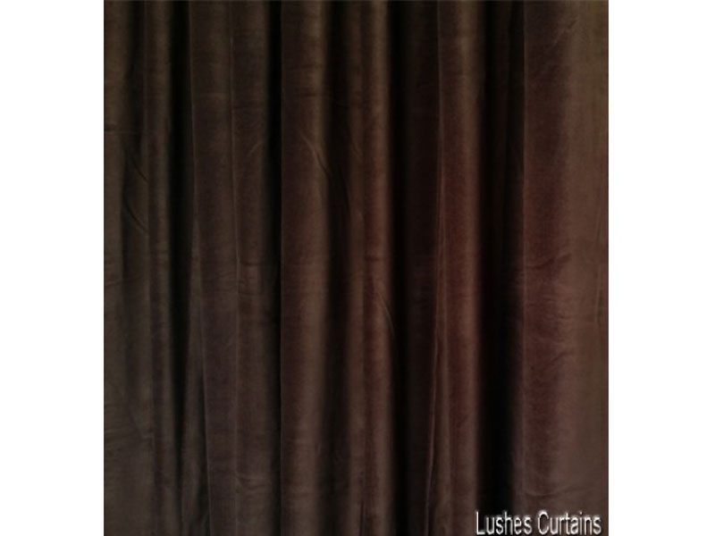 Used Brown Cotton Velvet Curtain 4 ft w x 6 ft h w/Rod Pocket Top