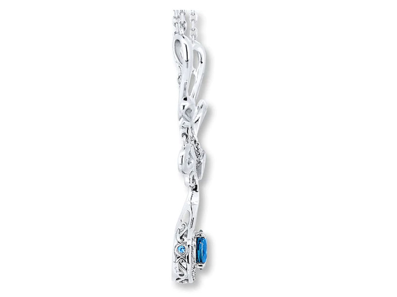 Women's jared Blue Topaz Necklace 1/15 ct tw Diamonds Sterling Silver