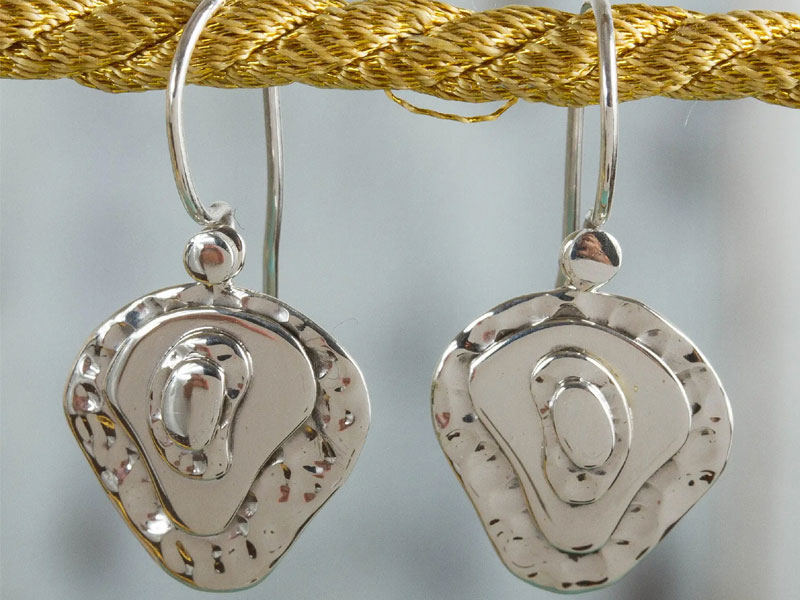 Women's Polished Sterling Silver Earrings Handcrafted in Taxco Earth Layers