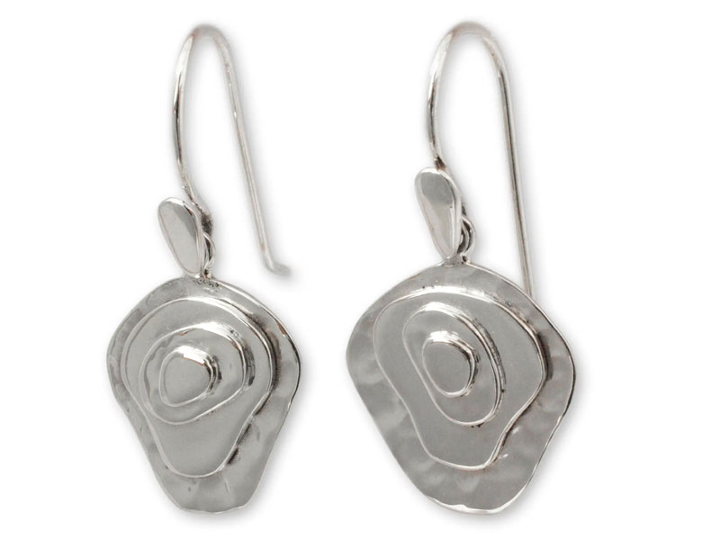 Women's Polished Sterling Silver Earrings Handcrafted in Taxco Earth Layers
