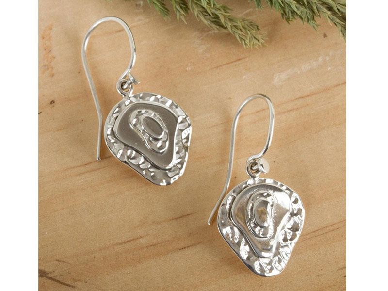Women's Polished Sterling Silver Earrings Handcrafted in Taxco Earth Layers