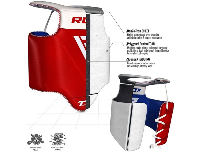 RDX T1 CE Certified Taekwondo Body Protector Padded Chest Guard Red