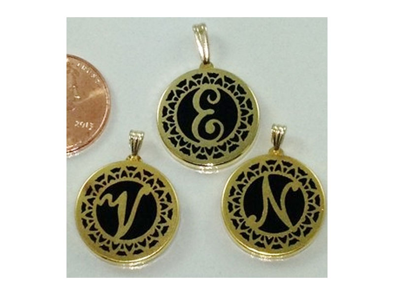 Fancy Ornate Onyx Initial Charm For Women