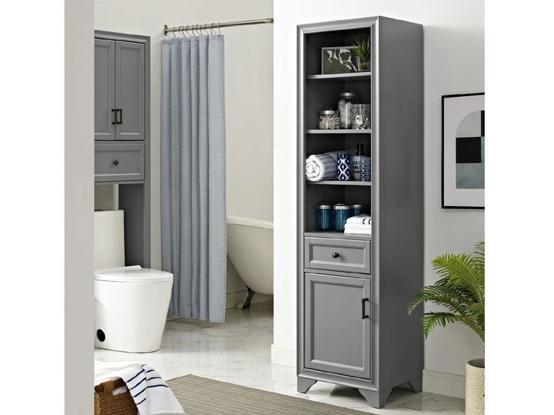 Tara Linen Cabinet in Vintage Grey Crosley CF7011-GY