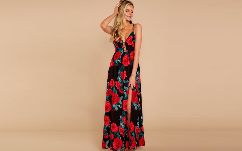 Pretty Floral Valentines Day Maxi Dress