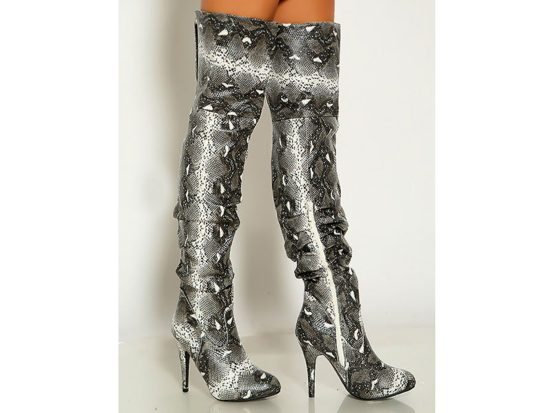 Women's Snake Print Thigh High Boots