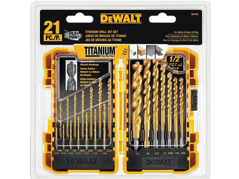 Dewalt Titanium Drill Bit Set Pilot Point 21-Piece DW1361