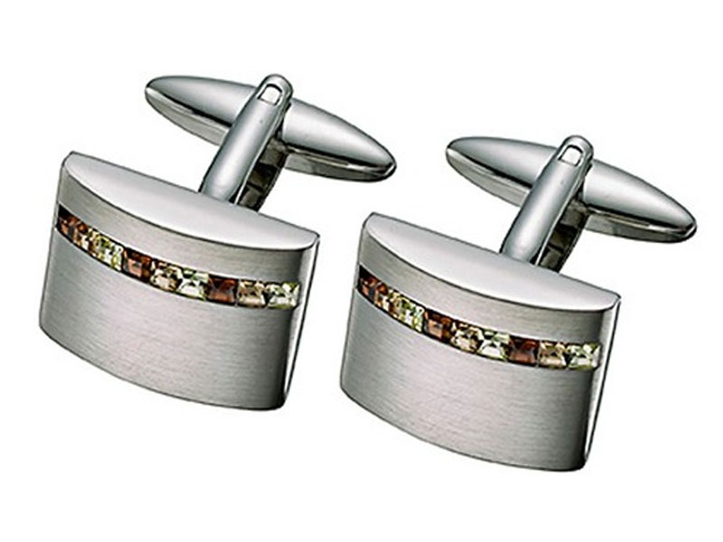 Austrian Crystal Stainless Steel Rectangle Cufflinks