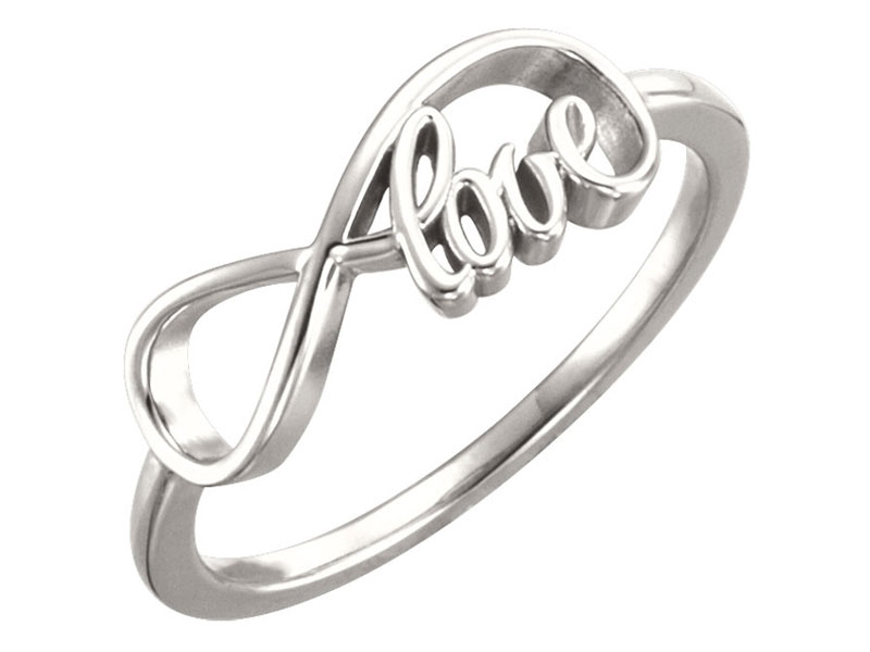Women's Genuine Sterling Silver Love Infinity Design Ring