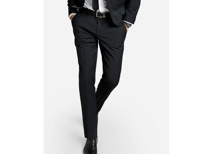 Men's Extra Slim Black Performance Stretch Wool-Blend Suit Pant