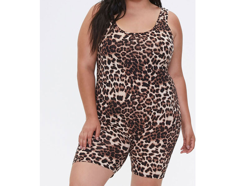 Women's Plus Size Leopard Print Romper