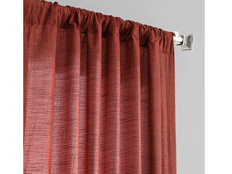 Admiral Red Designer Shantung Faux Silk Curtain