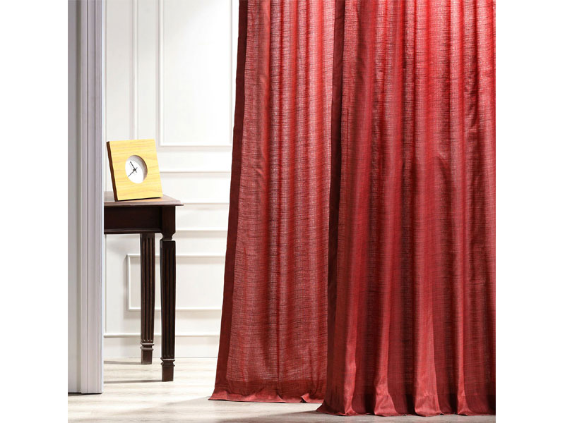 Admiral Red Designer Shantung Faux Silk Curtain