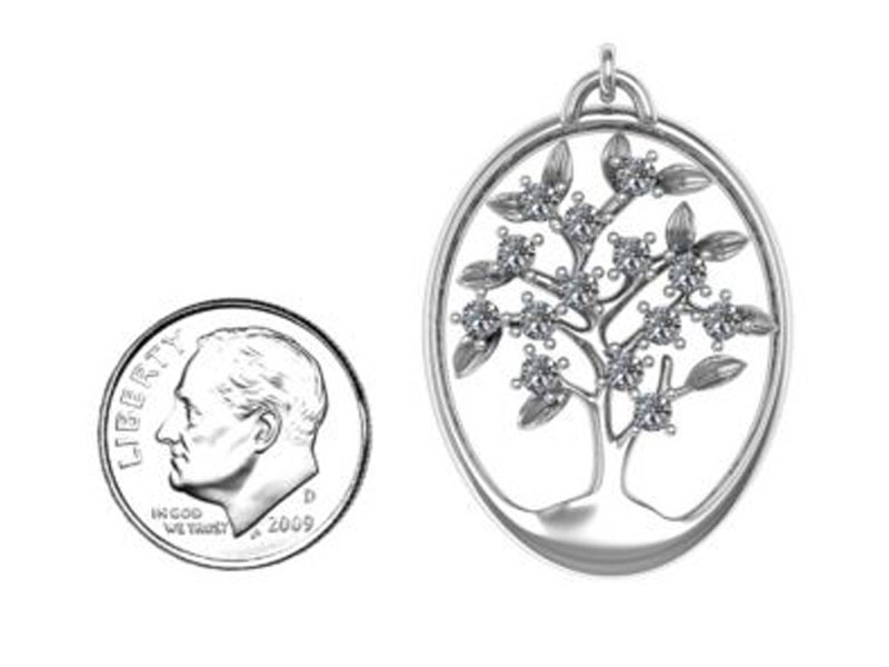 Jewlr Women's 4-15 Stones Oval Family Tree Pendant