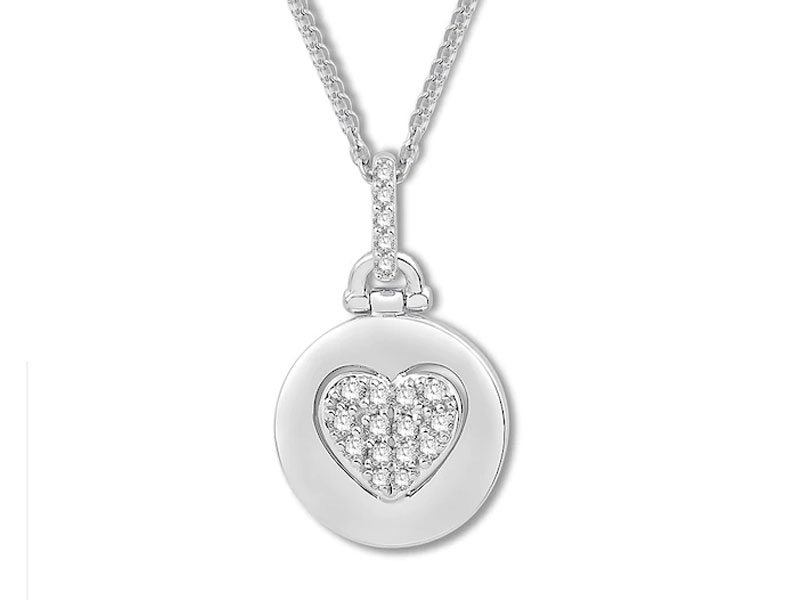 Women's Signature Heart Diamond Necklace 1/6 ct tw Sterling Silver