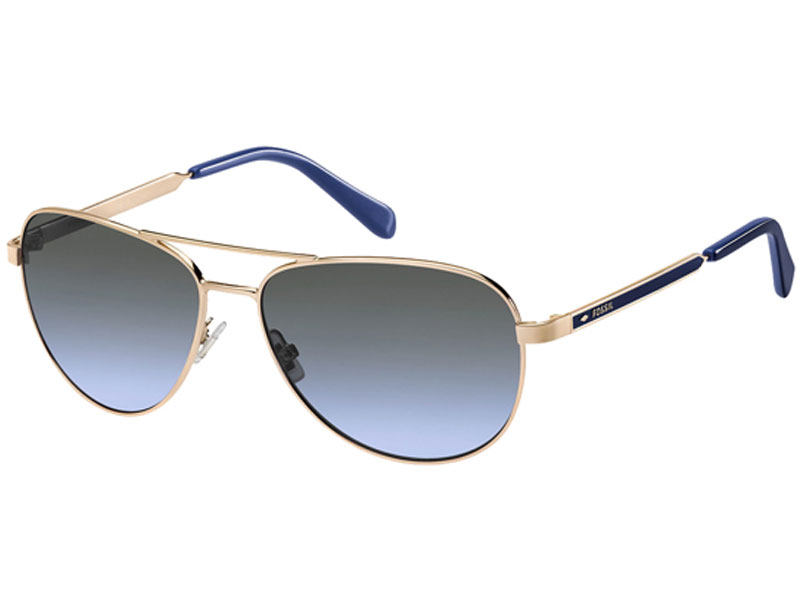 Fossil Rose Gold Tone Aviator Sunglasses For Women