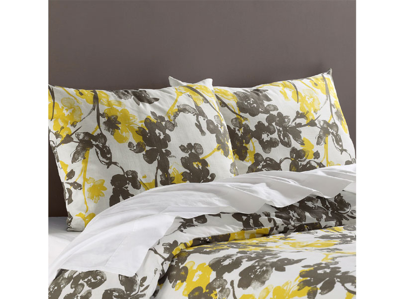 Ashley Yellow Cotton Double Slub Linen Weave Reversible Duvet Set