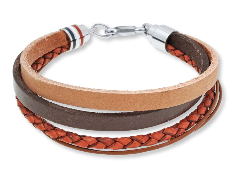 Men's Bracelet Stainless Steel Multi-Colored Leather