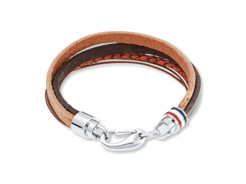 Men's Bracelet Stainless Steel Multi-Colored Leather