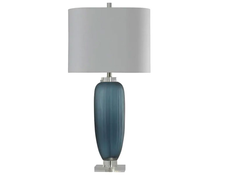 StyleCraft Home Collection 34.5-in Nicosia Blue Table Lamp With Fabric Shade