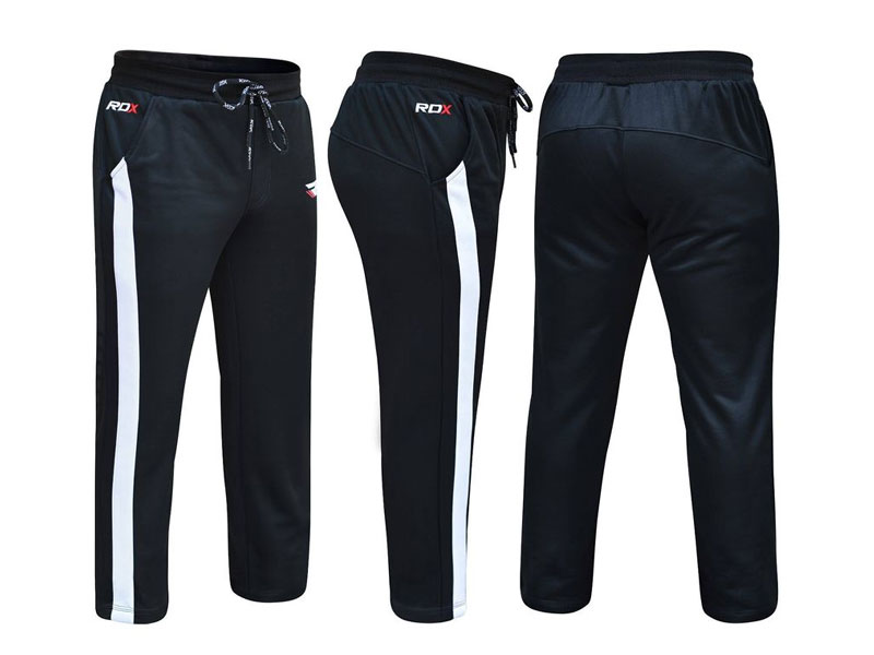 RDX 1B Terry Fleece Jogger Sweatpants Black White