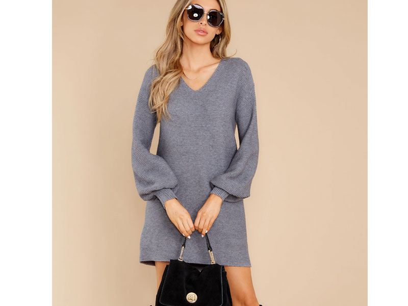 Women's Collected Thoughts Charcoal Sweater Dress