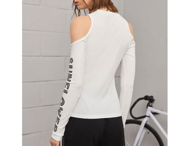 Women's Shein Letter Graphic Cold Shoulder Tee