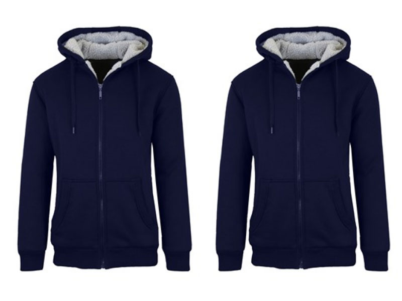 Men's Sherpa Lined Fleece Zip Hoodie 2-Pack