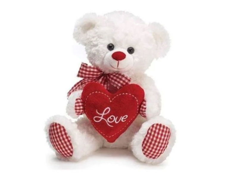 White/Red Gingham Swirl Fur Love Bears 4 Pack