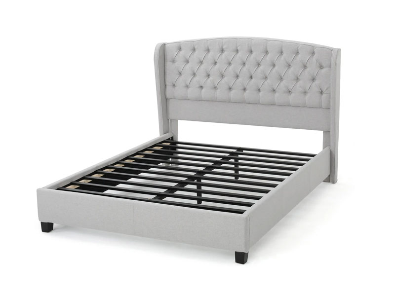 Elizabeth Fully-Upholstered King-Size Platform Bed Frame Low Profile