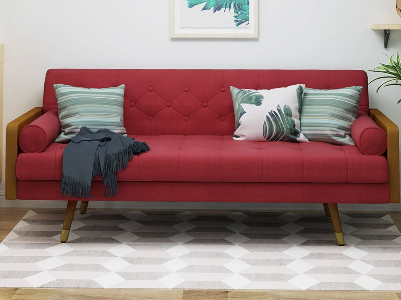 Aidan Mid Century Modern Tufted Fabric Sofa